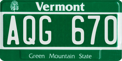 VT license plate AQG670