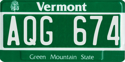 VT license plate AQG674