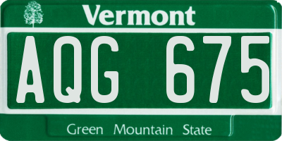 VT license plate AQG675