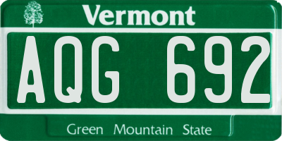 VT license plate AQG692