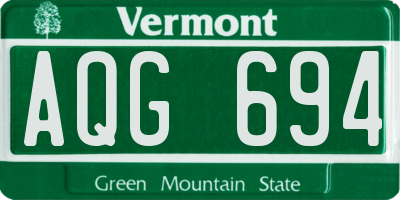 VT license plate AQG694