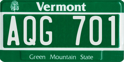VT license plate AQG701