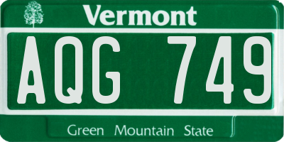 VT license plate AQG749