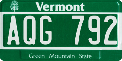 VT license plate AQG792