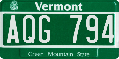 VT license plate AQG794