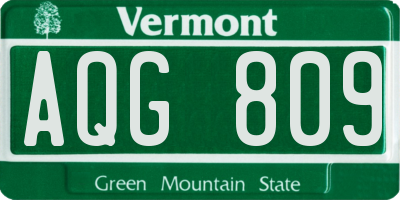 VT license plate AQG809