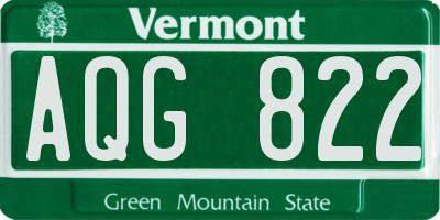 VT license plate AQG822