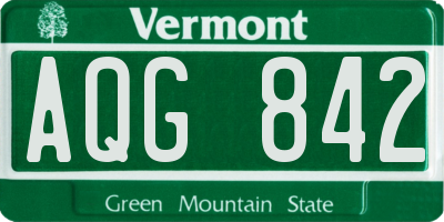 VT license plate AQG842