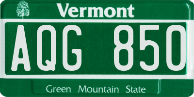 VT license plate AQG850