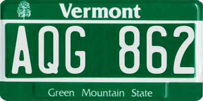 VT license plate AQG862