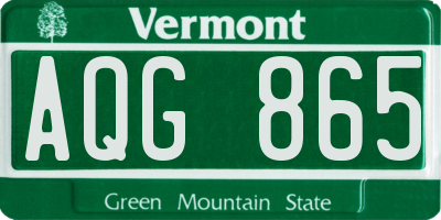 VT license plate AQG865