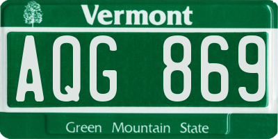 VT license plate AQG869