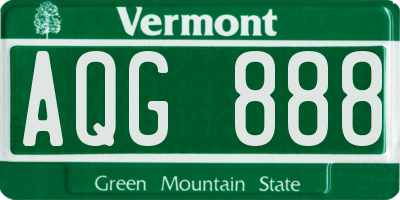VT license plate AQG888