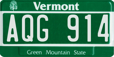 VT license plate AQG914