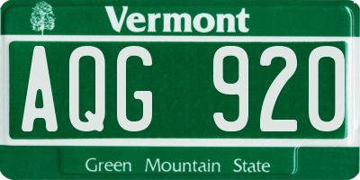 VT license plate AQG920