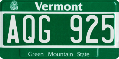 VT license plate AQG925