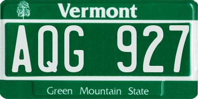VT license plate AQG927