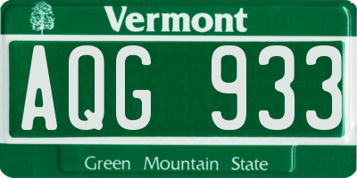 VT license plate AQG933