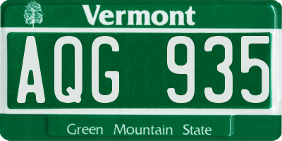 VT license plate AQG935