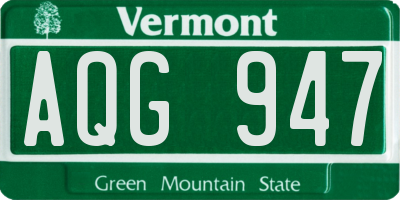 VT license plate AQG947