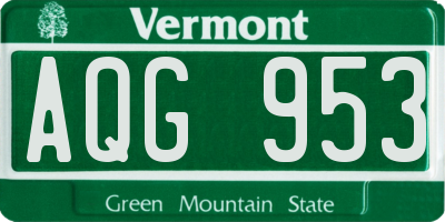 VT license plate AQG953