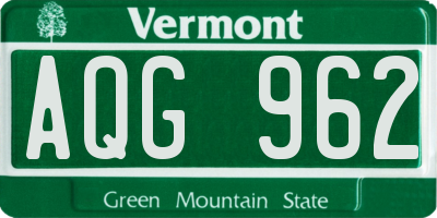 VT license plate AQG962
