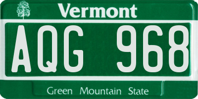VT license plate AQG968