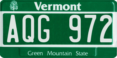 VT license plate AQG972