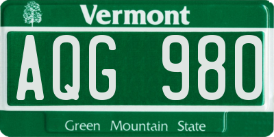 VT license plate AQG980