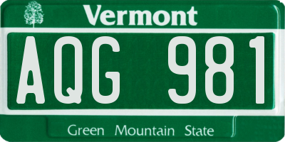 VT license plate AQG981