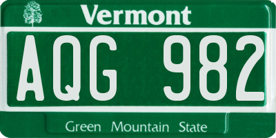 VT license plate AQG982