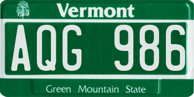 VT license plate AQG986