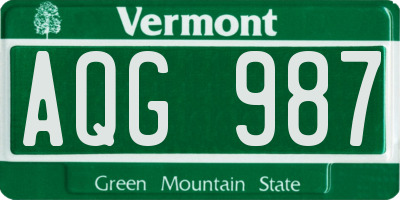 VT license plate AQG987