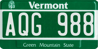 VT license plate AQG988