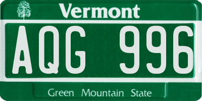 VT license plate AQG996