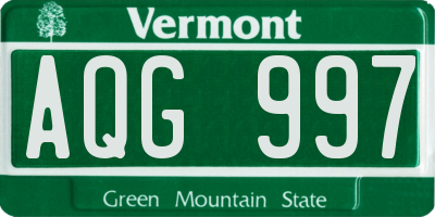 VT license plate AQG997