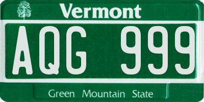 VT license plate AQG999