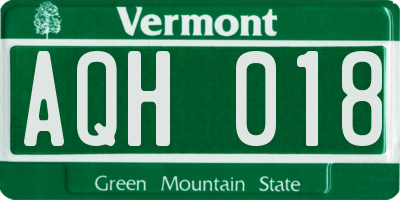 VT license plate AQH018