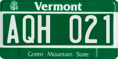 VT license plate AQH021
