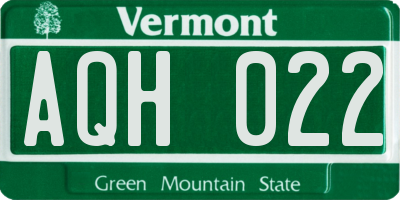 VT license plate AQH022