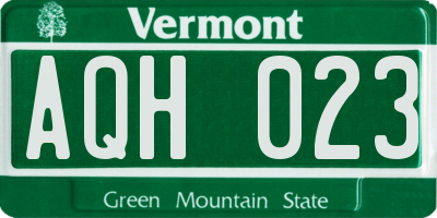 VT license plate AQH023