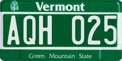 VT license plate AQH025