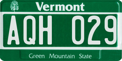 VT license plate AQH029