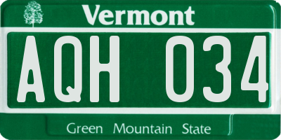 VT license plate AQH034