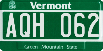 VT license plate AQH062