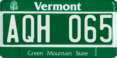 VT license plate AQH065