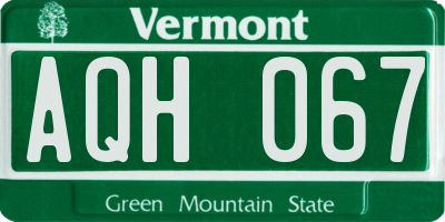 VT license plate AQH067