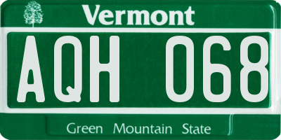 VT license plate AQH068