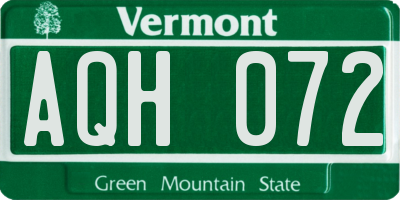 VT license plate AQH072