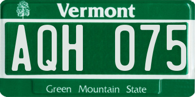 VT license plate AQH075